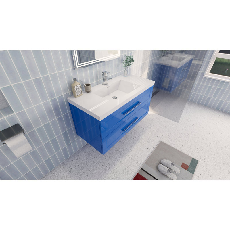 Vicaro 41.5'' Single Bathroom Vanity with Acrylic Top, Light Blue