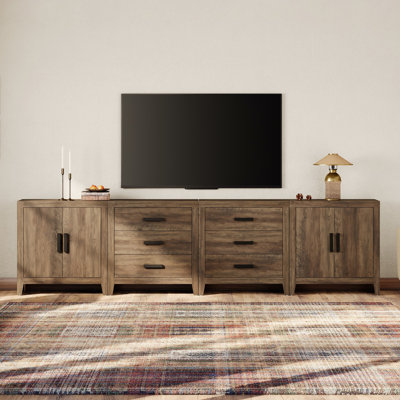 Buffet modulaire 4 pièces avec tiroirs et portes Eaton, armoire de rangement pour le salon, la salle à manger ou le couloir, brun