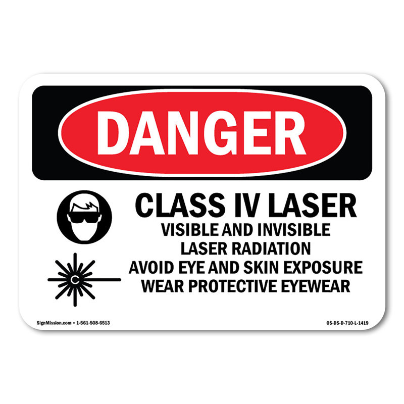 Enseigne en aluminium visible et invisible au laser Class Iv 14 po x 10 po, H 10 po x l 14 po x P 0,1 po