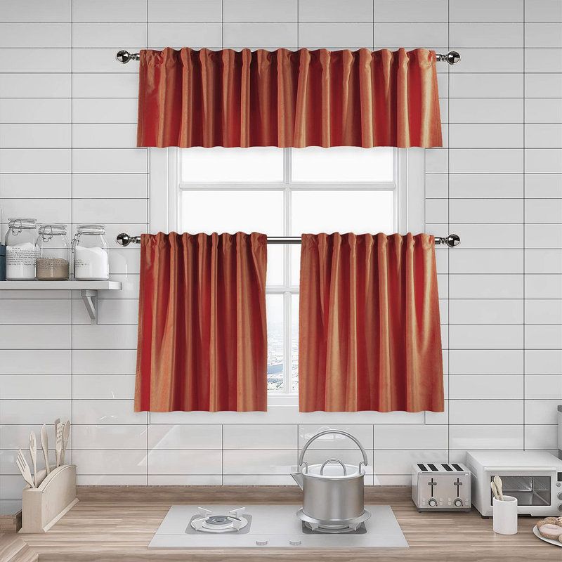 Soft Touch Velvet Kitchen Valance, 100 W x 60 D cm, 56 Orange