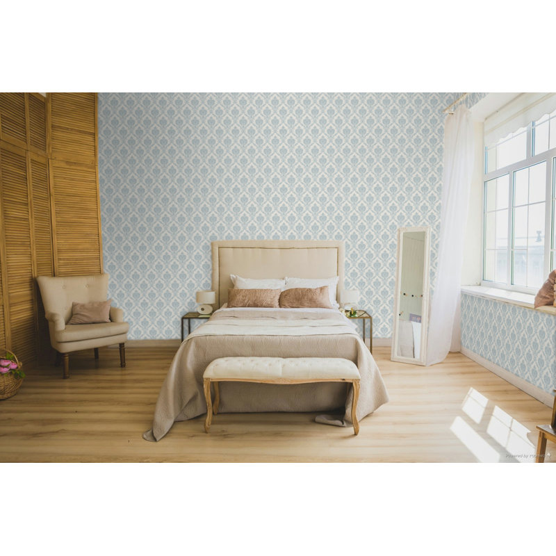 Italian Classics 4 Damask 3D Embossed Wallpaper Roll, Blue