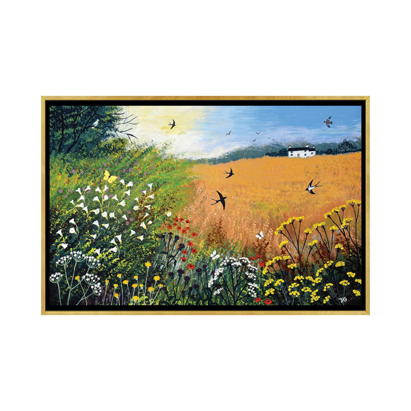 "Moisson avale" par Jo Grundy, reproduction d’art, Toile encadrée d'or, Pas de tapis, H 26 po x l 40 po x 1,5 po