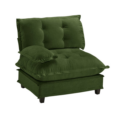Modular Chenille Loveseat Sectional Sofa Component - Green