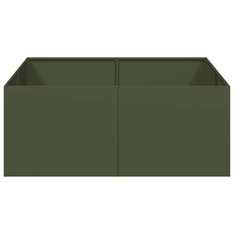Planter 100X100Cm Steel, Olive Green, 40cm H x 100cm W x 100cm D