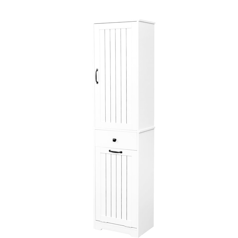 White Laundry Cabinet With Design And Storage Compartment Functional In Compartments