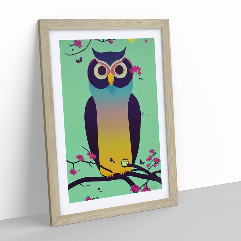 Owl - Framed Print, 34cm H x 25cm W x 2cm D, Oak