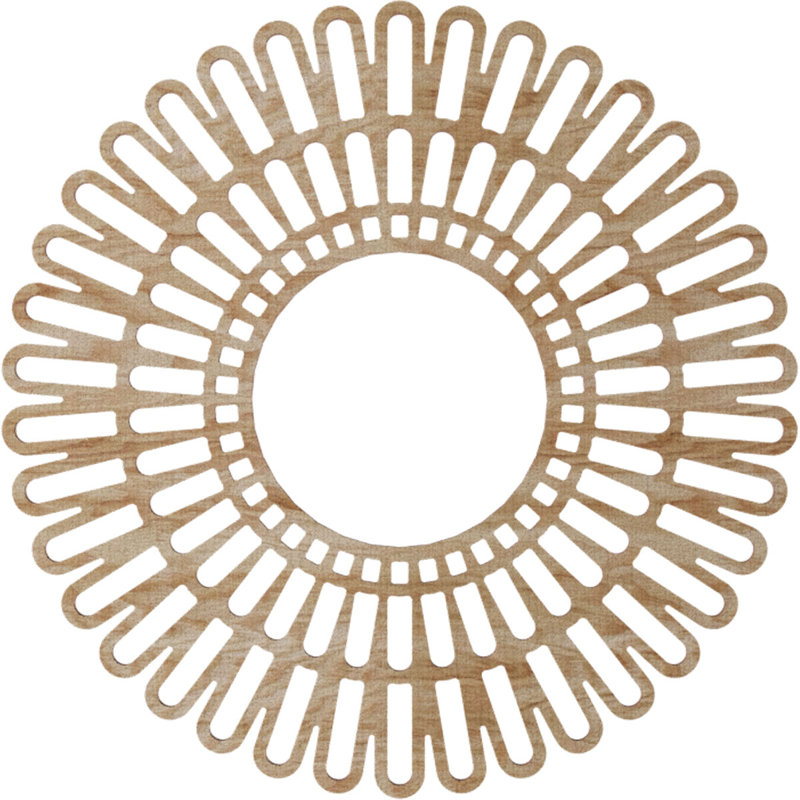 Médaillon de plafond en bois ajouré 32 po DO x 11 7/8 po x P 1/4 po, Chêne rouge, H 24 po x l 24 po x P 0,38 po