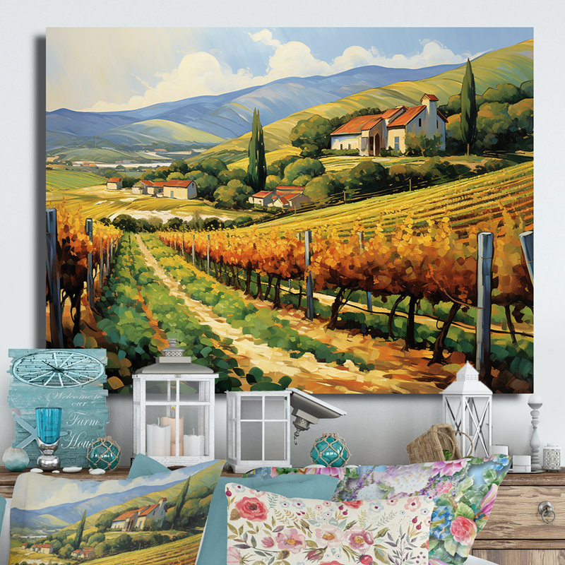 «Vangogh Sunlit Vineyard II», reproduction sur métal, H 30 po x l 40 po