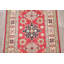 Tapis unique en laine noué à la main style Kazak rouge / beige des années 2010 de 2 pi 9 po x 4 pi Ninette