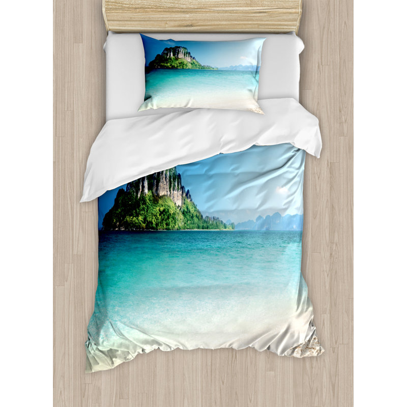 Coastal Polyester Duvet Cover, Twin Duvet Cover + 1 Pillow Sham
