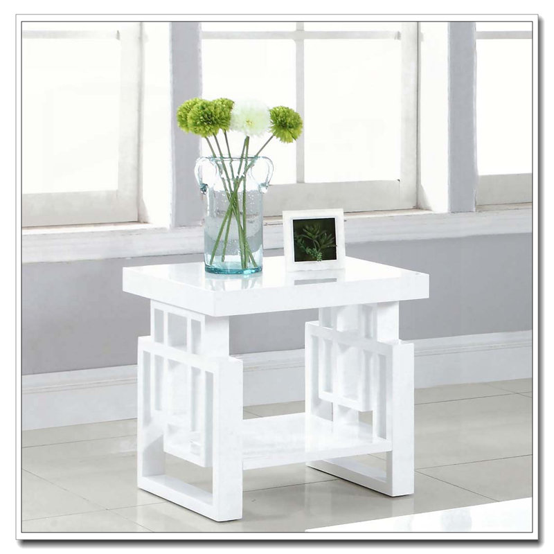 High Glossy White Rectangular End Table