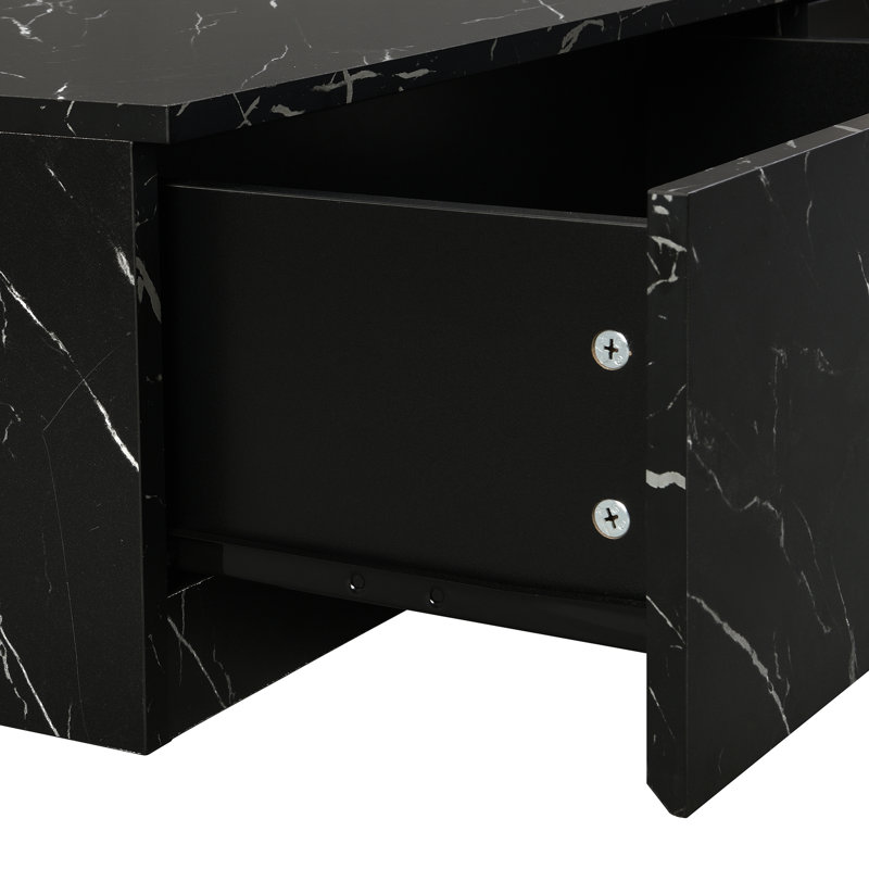 Modern Entertainment Center With Faux Marble , 4 Drawers, Up To 88" Tv, Black Essential Option Accessory Piece Chic Tv Stand 4 Storage, For Tvs, Living Room Furnishing