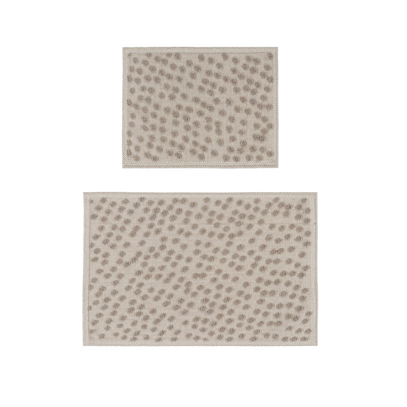 GRECA 100% COTTON Non-Slip Set, Ecru/Beige Polka Dots