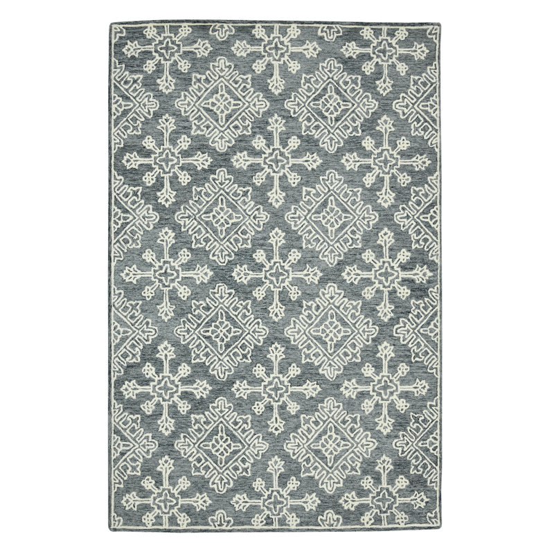 Laurent Transitional Geometric Natural Wool Area Rug, Rectangle 7'6" x 9'6"