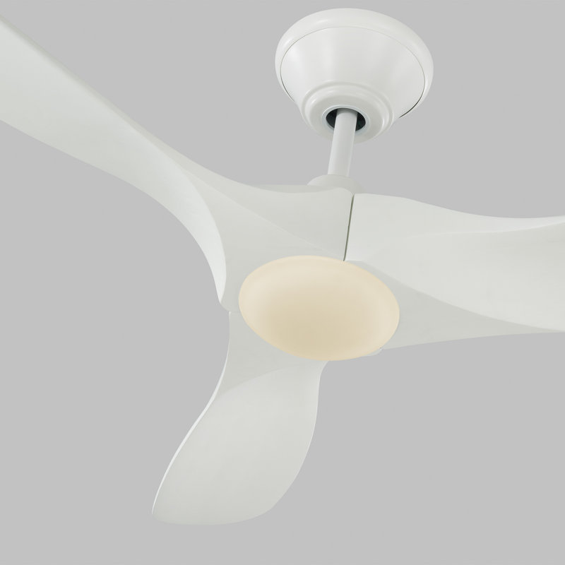 Franny Ceiling Fan with LED Lights, Matte White with White Blades, 52 inches