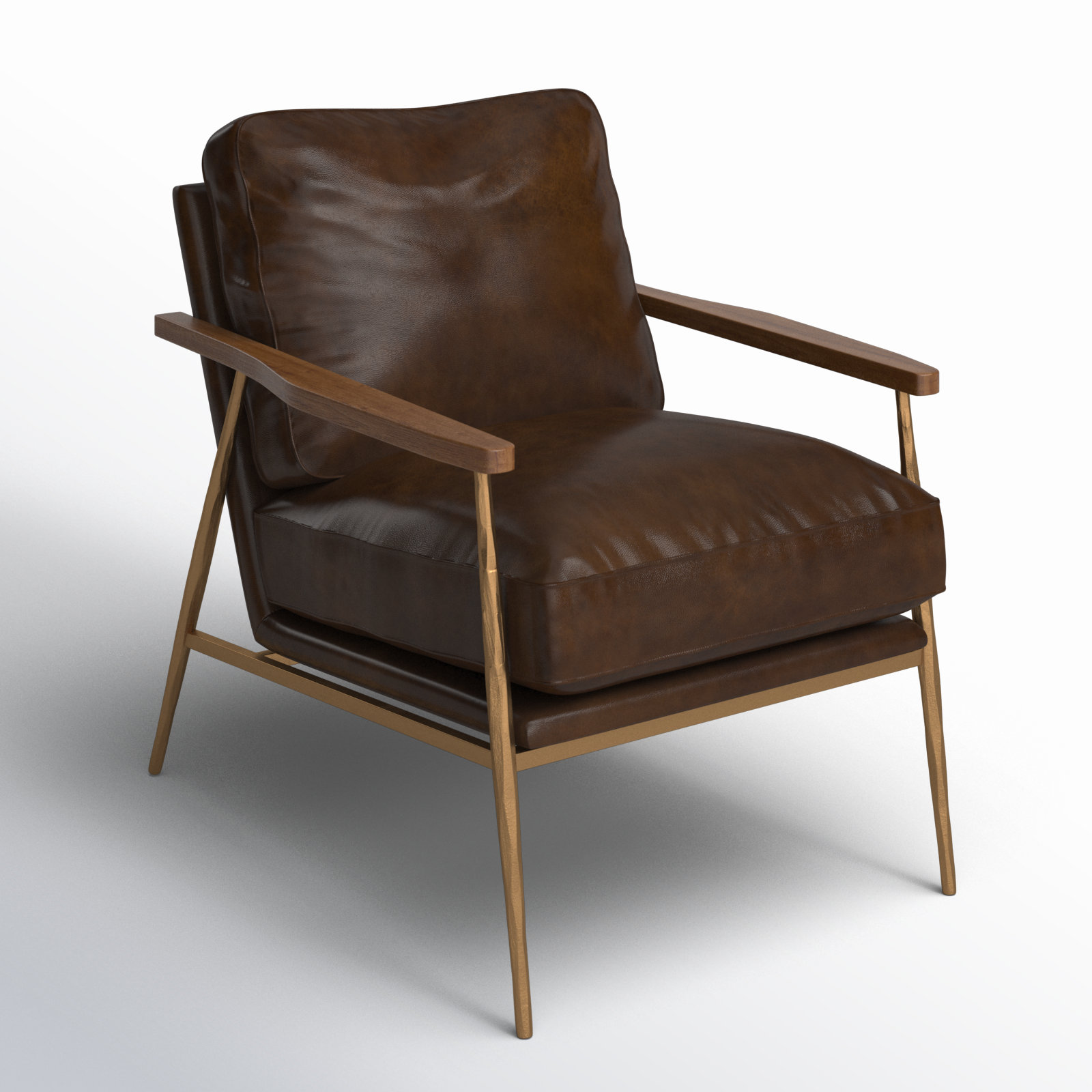 Arnold Genuine Leather Armchair, Antique Brown/Brown