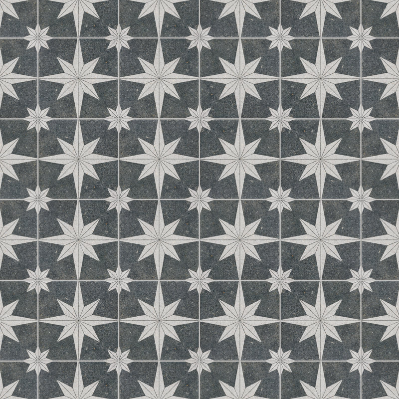 Compass Star 8" x 8" Porcelain Stone Look Wall & Floor Tile, Lava Stone
