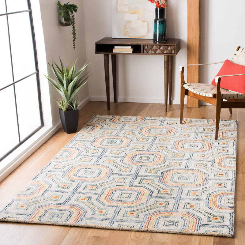 Deyoung Hand Tufted Wool Geometric Rug, Rectangle 6' x 9'