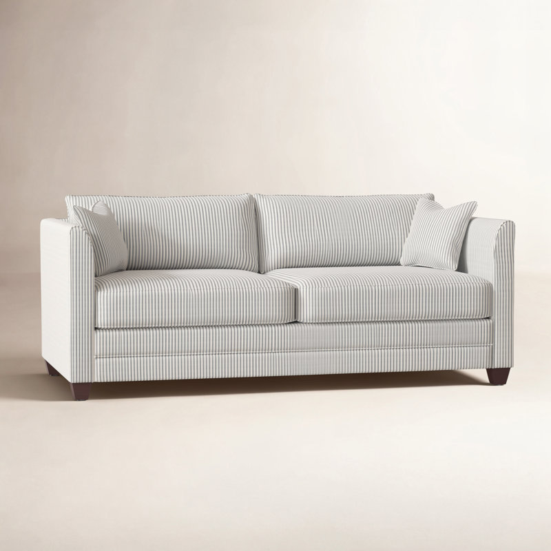 Kodie Upholstered 76.5'' Sofa, Snow Ivory Performance, Dark Walnut
