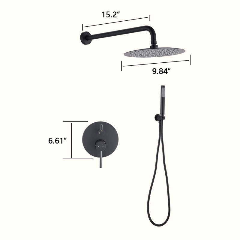 Complete Shower System with Rough in-Valve, Matte Black