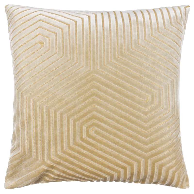 Evoke Geometric Square Throw Cushion, Ivory, Feather