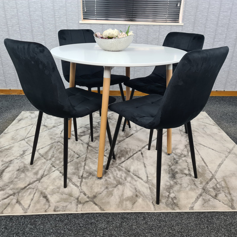Gordin 4 - Person Dining Set, Black, White