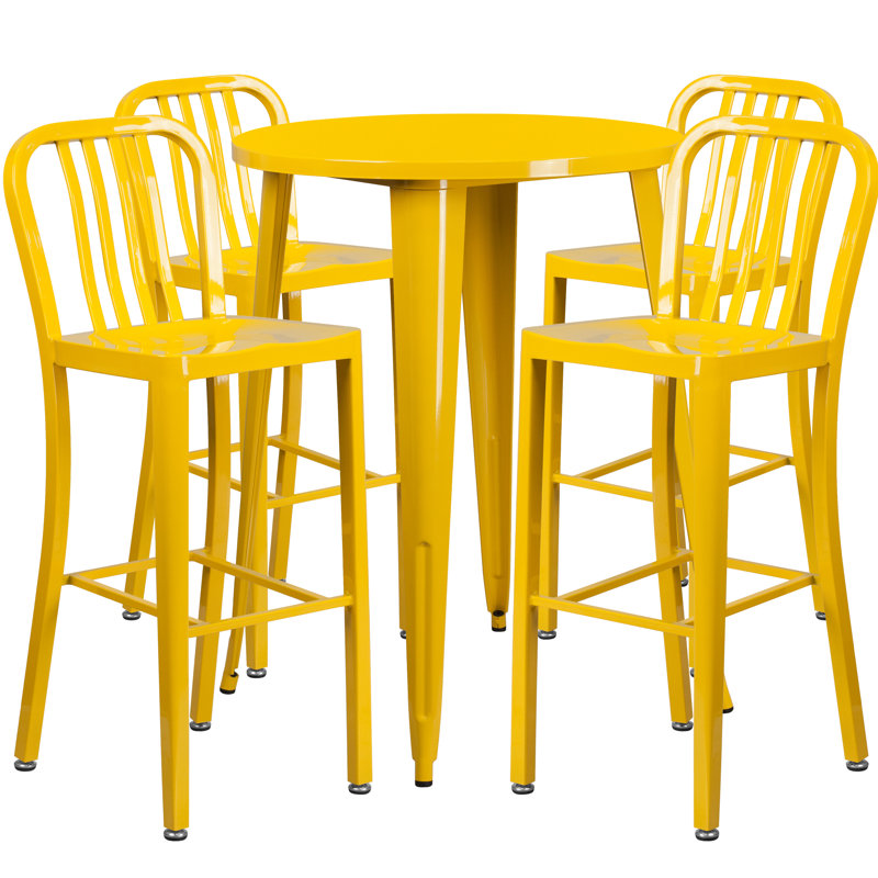Ensemble de salle à manger pour 4 personnes 35,25 po Posey, Jaune, 24"