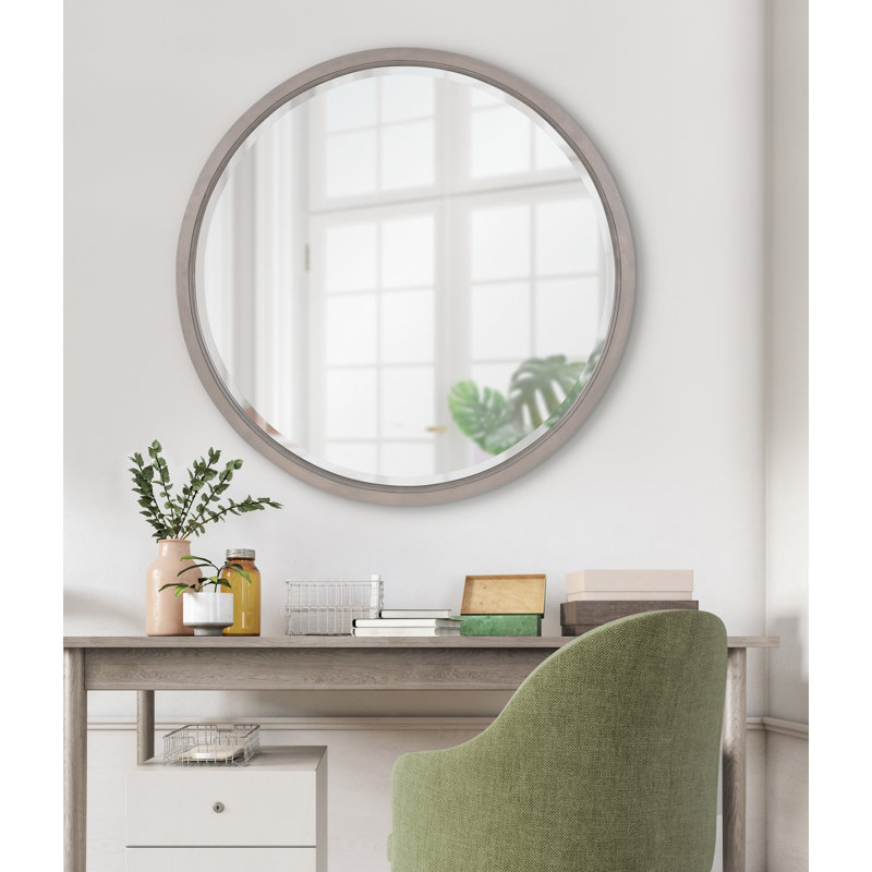 Miroir décoratif biseauté Hogan, Blanc, 32 po x 32 po