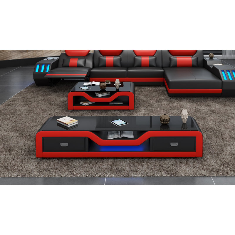 Starfighter Unfinished TV Stand for TVs up to 78", Black/Red