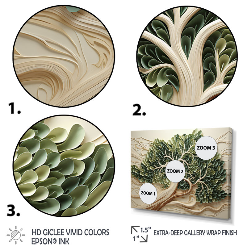 «Tree American Basswood Collage 2», art mural arbre, Cadre flottant blanc, H 24 po x l 32 po x P 1 po