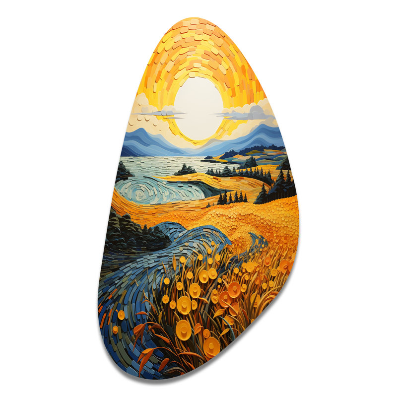 Heriberto - art mural asymétrique en forme de chute Vangogh, H 31 po x l 17 po