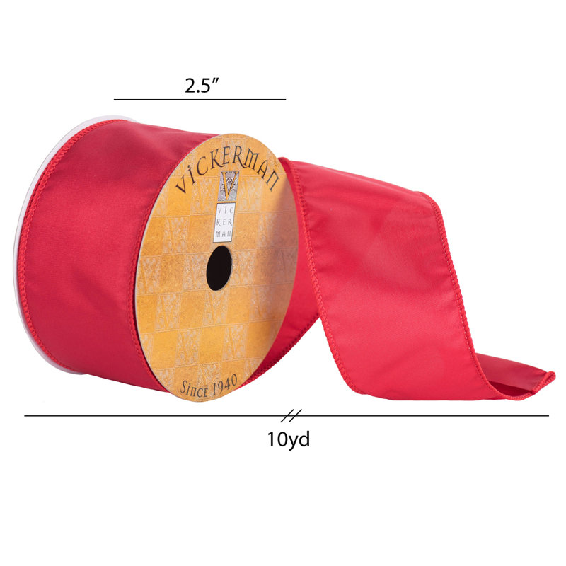 Ruban de Noël filé en nylon rouge 2,5 po x 10 verges Vickerman