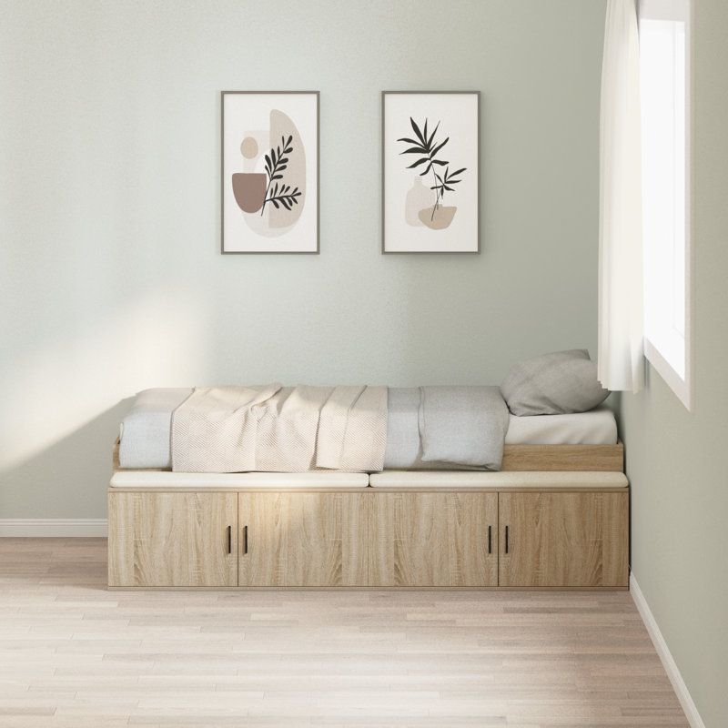 Vidaxl Storage Bed Frame, Sonoma Oak, Single (3')