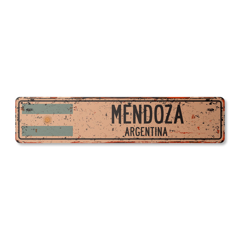 Plaque de rue en aluminium Mendoza Ar 4 po x 18 po