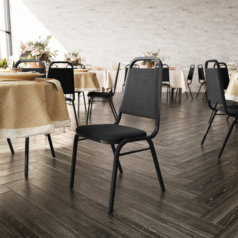 Chaise de banquet empilable à dossier trapézoïdal Jdan, Noir, Noir, 1