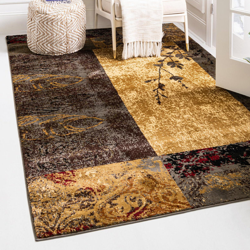 Tapis abstrait beige Jaidan, Rectangle 10 pi x 13 pi 1 po
