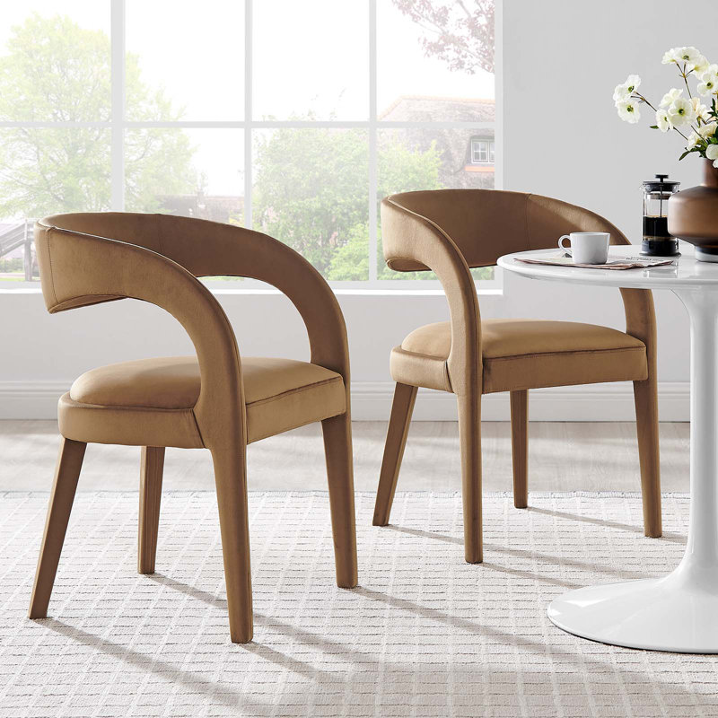 Modway Pinnacle Boucle Upholstered Dining Chair, Velvet Brown