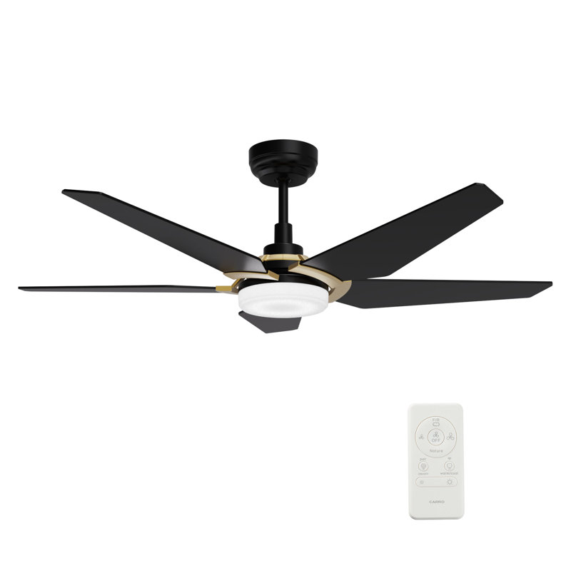 Ventilateur de plafond intelligent Woodrow de 52 pouces avec télécommande, ensemble d'éclairage inclus, fonctionne avec l'assistant Google, Amazon Alexa et les raccourcis Siri.