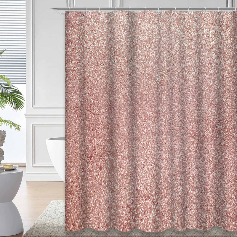 Rideau de douche rose avec 12 crochets, L 72 po x l 72 po