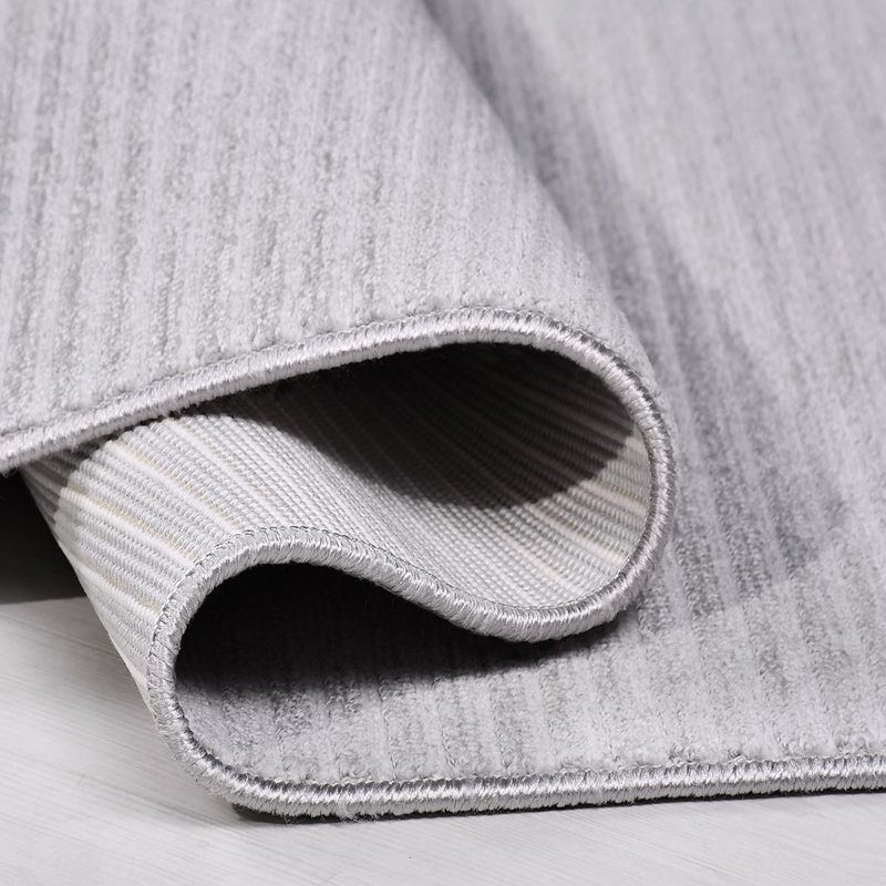 Tapis gris moderne lavable à la machine, Rectangle 3 pi 4 po x 6 pi 7 po
