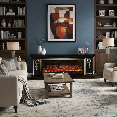 Symple Stuff 180cm W Black Electric Fireplace
