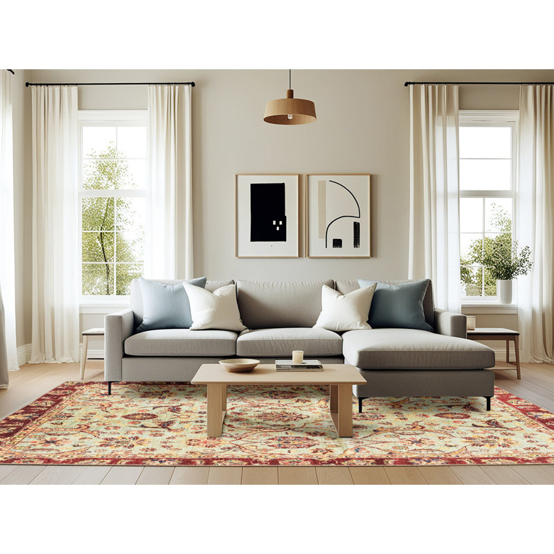 Tapis décoratif multicolore à motif abstrait, Rectangle 6 pi x 9 pi
