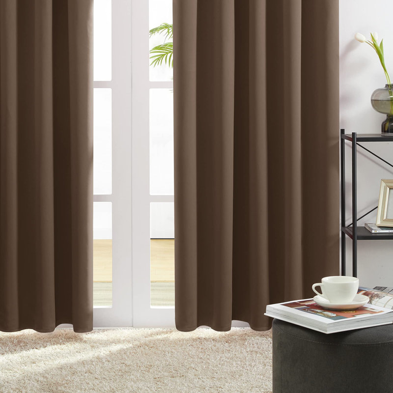 Room Darkening Rod Pocket Thermal Insulated Blackout Curtains (Set of 4), Light Beige, 42" W x 45" L