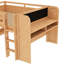 Lit mezzanine double multifonctionnel fabriqué en bois massif, avec rangement, bureau, tableau noir et espace de création, sans sommier à structure en bois, tiroirs à bibliothèque, bureau pour la danse