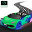 Voiture de dérive légère 24 V Lamborghini, 2 places à piles avec interrupteur haute / basse vitesse, fonction de démarrage lent, MP3, USB, pour enfants de 3 à 8 ans, vert-98210391