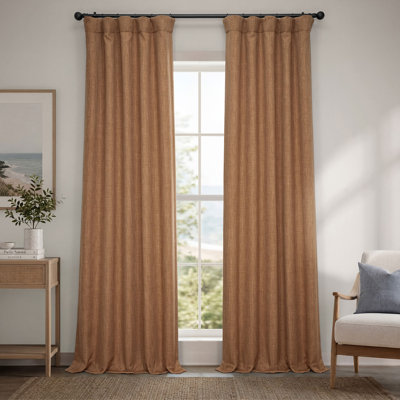 Ottis Faux Linen Room Darkening Curtain Panel