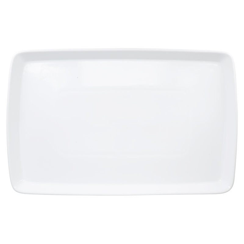 White Ceramic Rectangular Serving Platter, 18-Inch