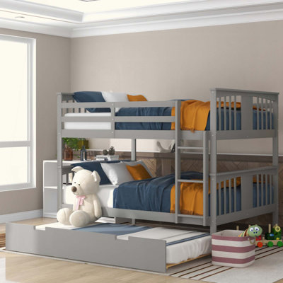 Bunk Bed with Twin Size Trundle and Ladder