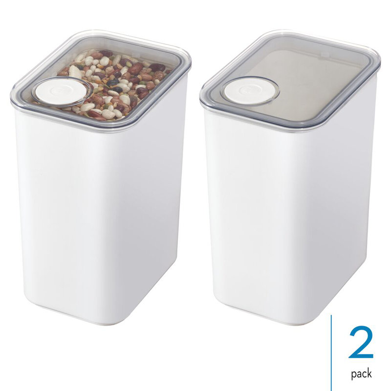 Ensemble de 2 petits pots de cuisine hermétiques avec bouchon verseur amovible iDesign - blanc, 4,6 pintes