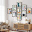 Art mural encadré, ensemble de galerie, collage, symbole coloré, variété de formes abstraites, art moderne, style bohémien minimal pour salon, bureau, chambre à coucher - 11 po x 14 po x 9 blanc-116742310-116742314